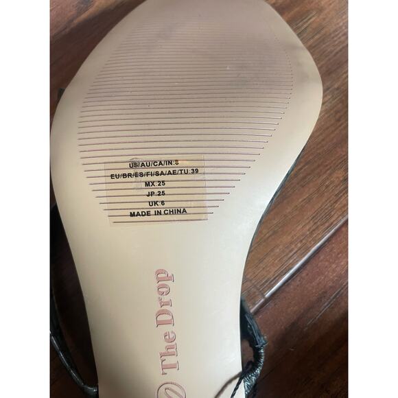 The DROP Avery Square Toe Sandal MINIMALIST SEXY Size 8 Olive Green Snake - Picture 5 of 6